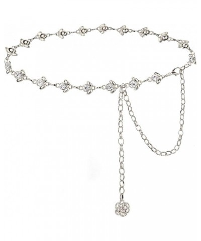 Chain Belts for Women Rhinestone Waist Chain for Dress Silver L: 135CM/53.1IN $10.59 Body Jewelry