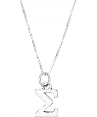 Sterling Silver Oxidized Sigma Greek Sorority Letter Charm with Box Chain Necklace 20.0 Inches $16.06 Necklaces
