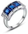 Women's 925 Sterling Silver 1.5cttw Created Pink Topaz Filled 3 Stone Ring C-Dark blue $3.00 Rings